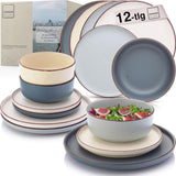 SÄNGER Bombay Maanlicht | 12-delige keramische serviesset voor 4 personen, 4 dinerborden, 4 dessertborden, 4 kommen, diverse kleuren | DE WAARDE-COLLECTIE