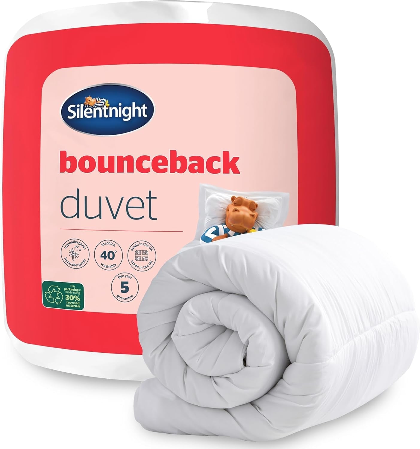 Silentnight Bounceback dekbed, 13,5 Tog, kingsize, katoenmix, wit, kingsize dekbedden en quilts Naty Shop eenpersoonsbed, kingsize 13,5 Tog