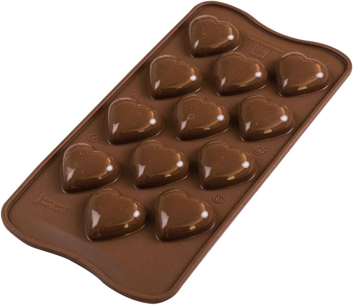 Silikomart 199384, 3D chocoladevorm vlam keuken Naty Shop harten