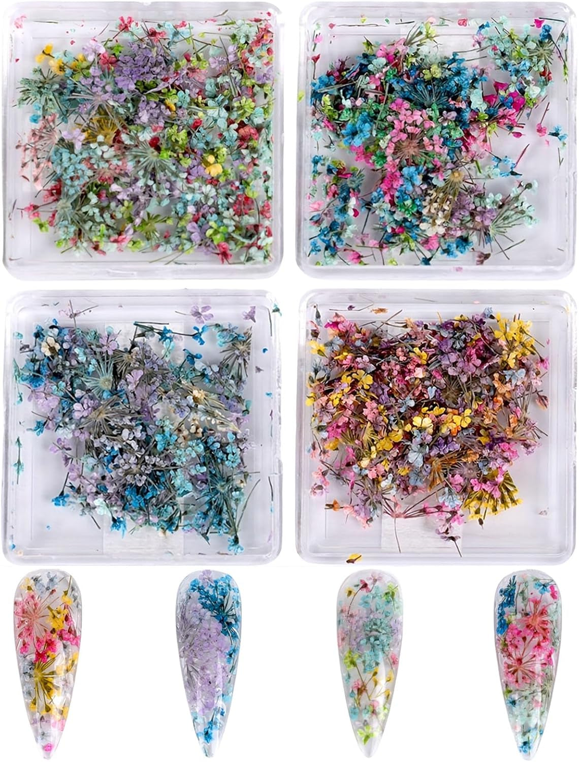 Gedroogde bloemen voor nagels 8 potten 3D gedroogde bloemen voor nagels Natuurlijke kleurrijke nagelstickers Gedroogde bloemen Nagelaccessoires voor nageldecoratie DIY ambachten