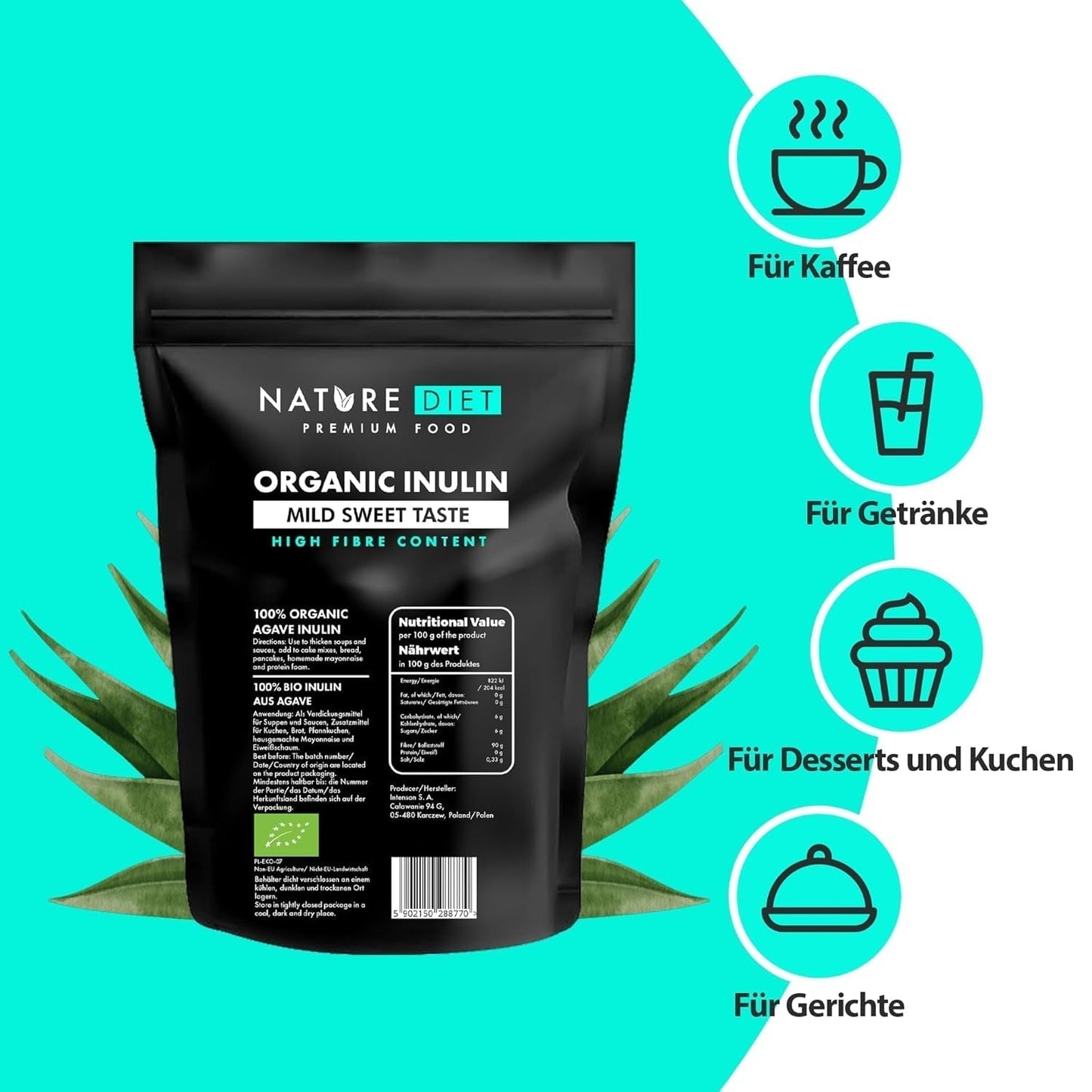Nature Diet - Bio-inuline 1 kg | Aus Agave | Natürliches Präbiotikum Zoetstoffen Naty Shop