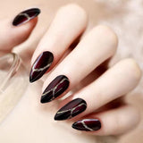 24 stuks rode en zwarte kunstnagels Lijm op kunstnagels Lijm op nagels Amandelvormige nageltips Volledige dekking kunstnagels Druk op nagels Set Rode en zwarte kunstnagels