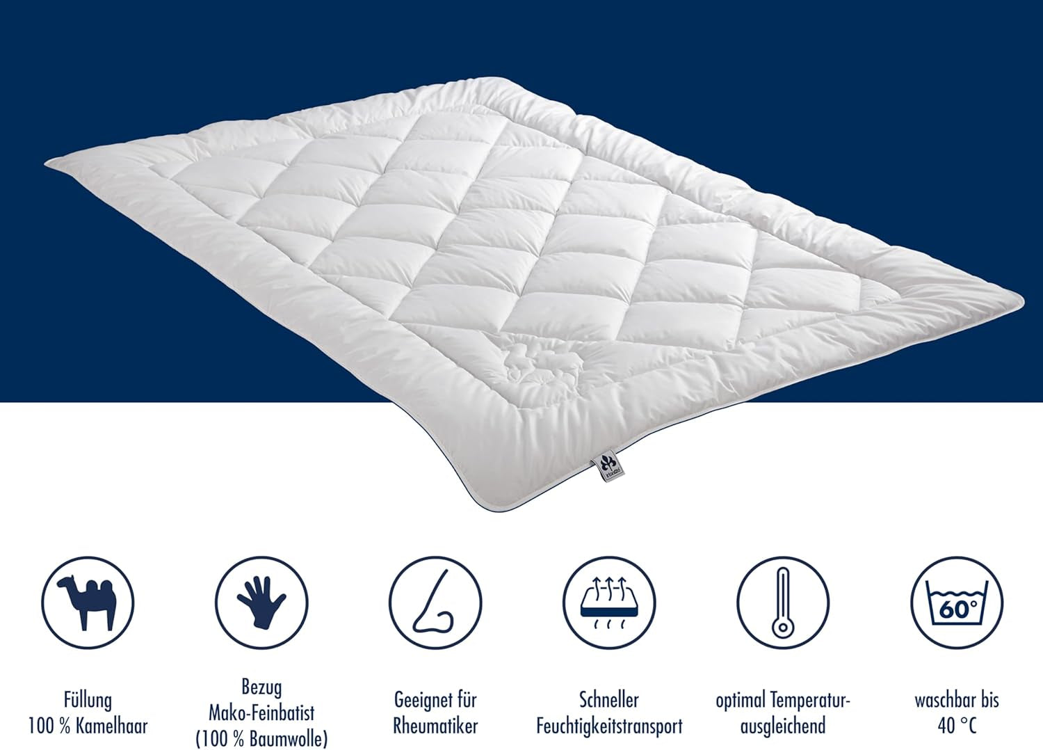 Irisette kamelendekbed - Made in Germany - Mono, dekbed voor alle seizoenen, kamelenhaardekbed voor overgang, 155 X 220 cm, Oeko-Tex gecertificeerd Quilts en quilts Naty Shop