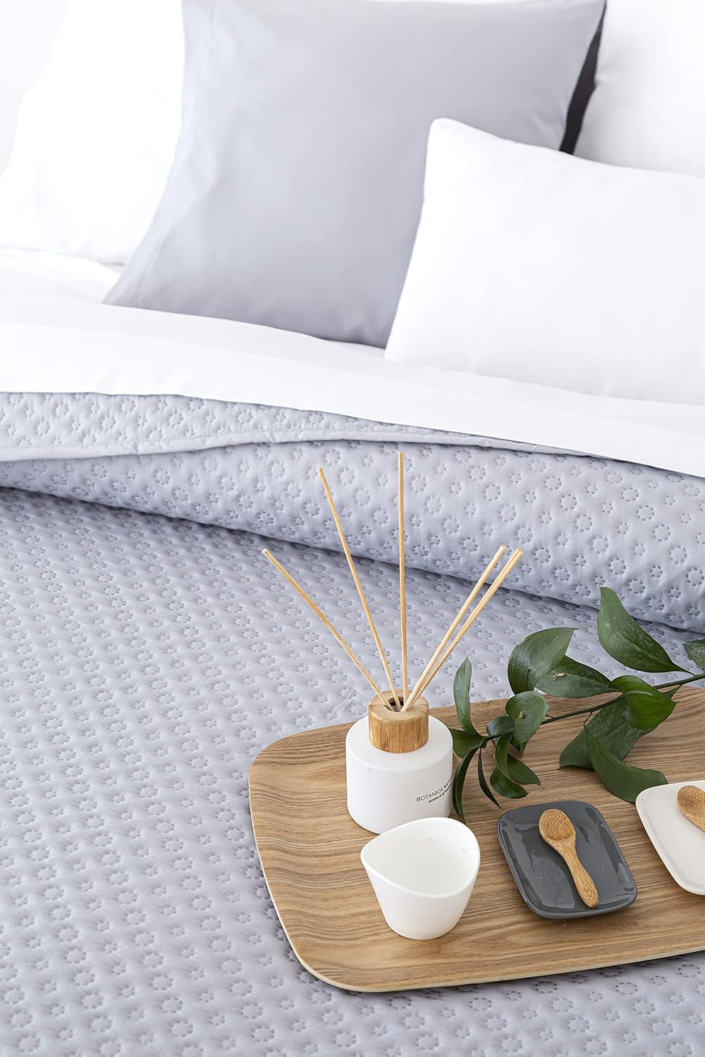 Todocama Fine Boutique sprei met piquépatroon, voor lente, zomer, herfst en winter, 100% superzachte microvezel, multifunctionele deken, 140/150/160-250 X 260 cm, lichtgrijs Bedden en dekens Beuche den Todocama-Store