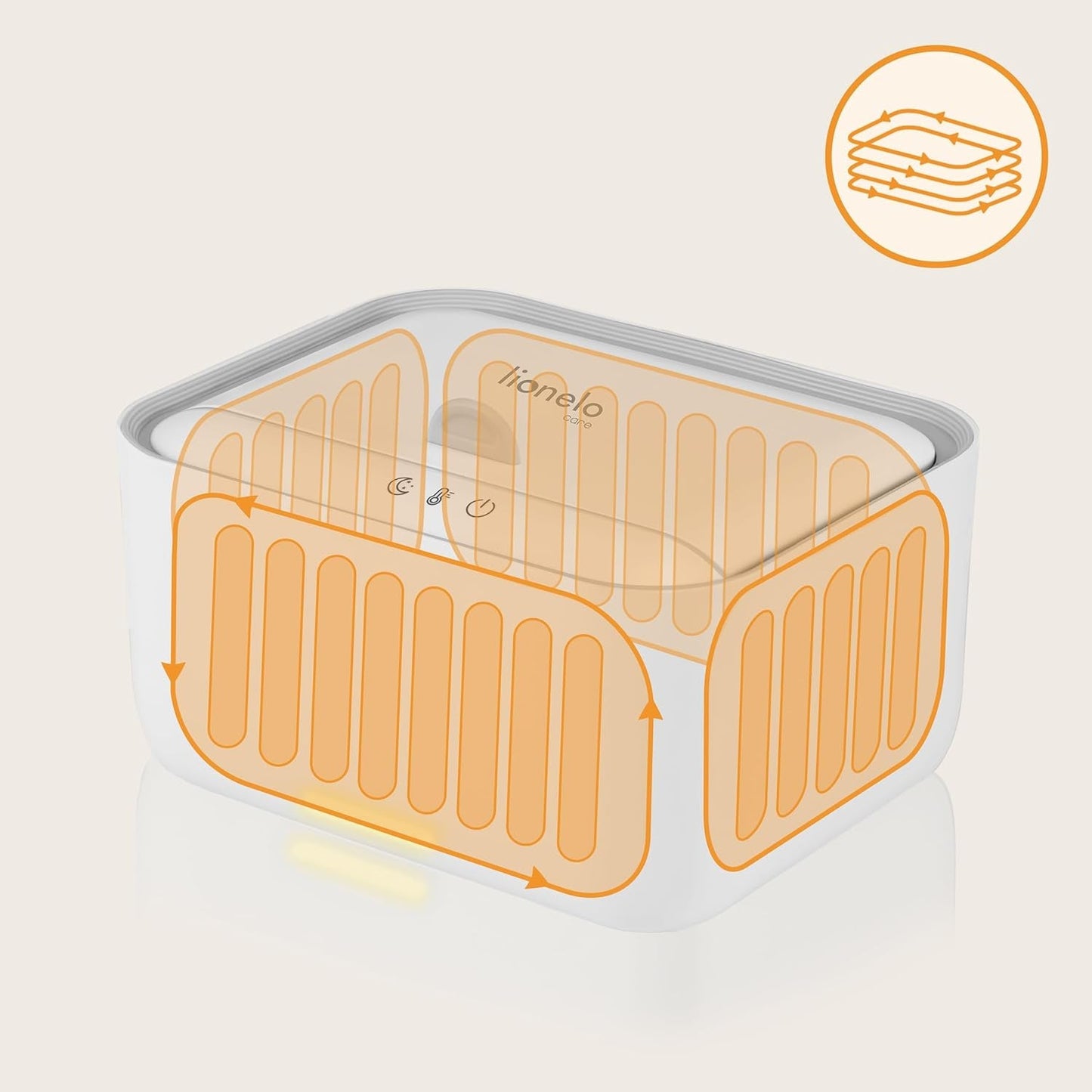 Lionelo BABYBLISS 20W Warmer voor vochtige doekjes en kleine handdoekjes, 20W voor baby's, ingebouwd nachtlampje, 3 warmtestanden, touchpanel, houdt de doekjes vochtig