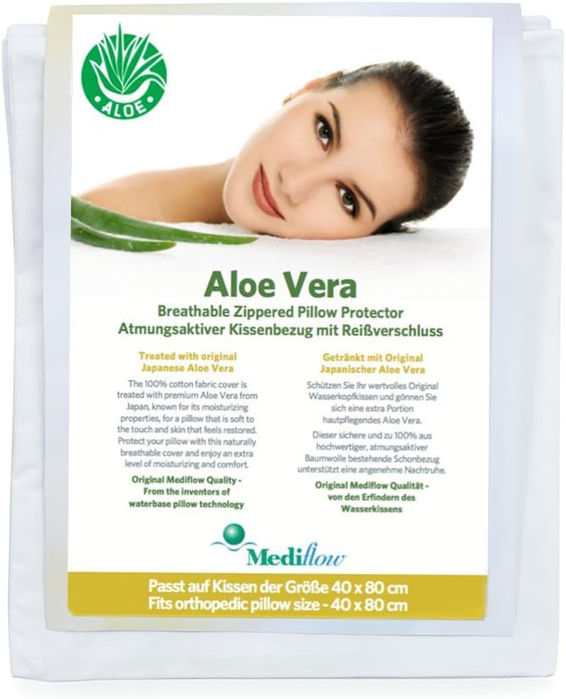 Mediflow aloë vera kussensloop, kussenbeschermer, katoen, wit, 40 X 80 Cm Naty Shop standaard kussens 40 X 80 Cm