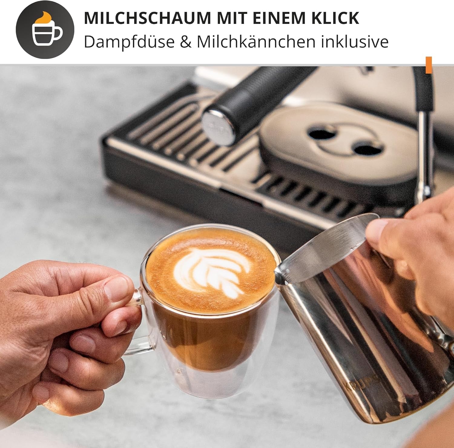 Krups Precision handmatige espressomachine met portafilter en molen, barista koffiemachine met intuïtief bedieningspaneel, pre-infusie instellingen, espressomachine met stoompijpje, snelle opwarming, XP801T10