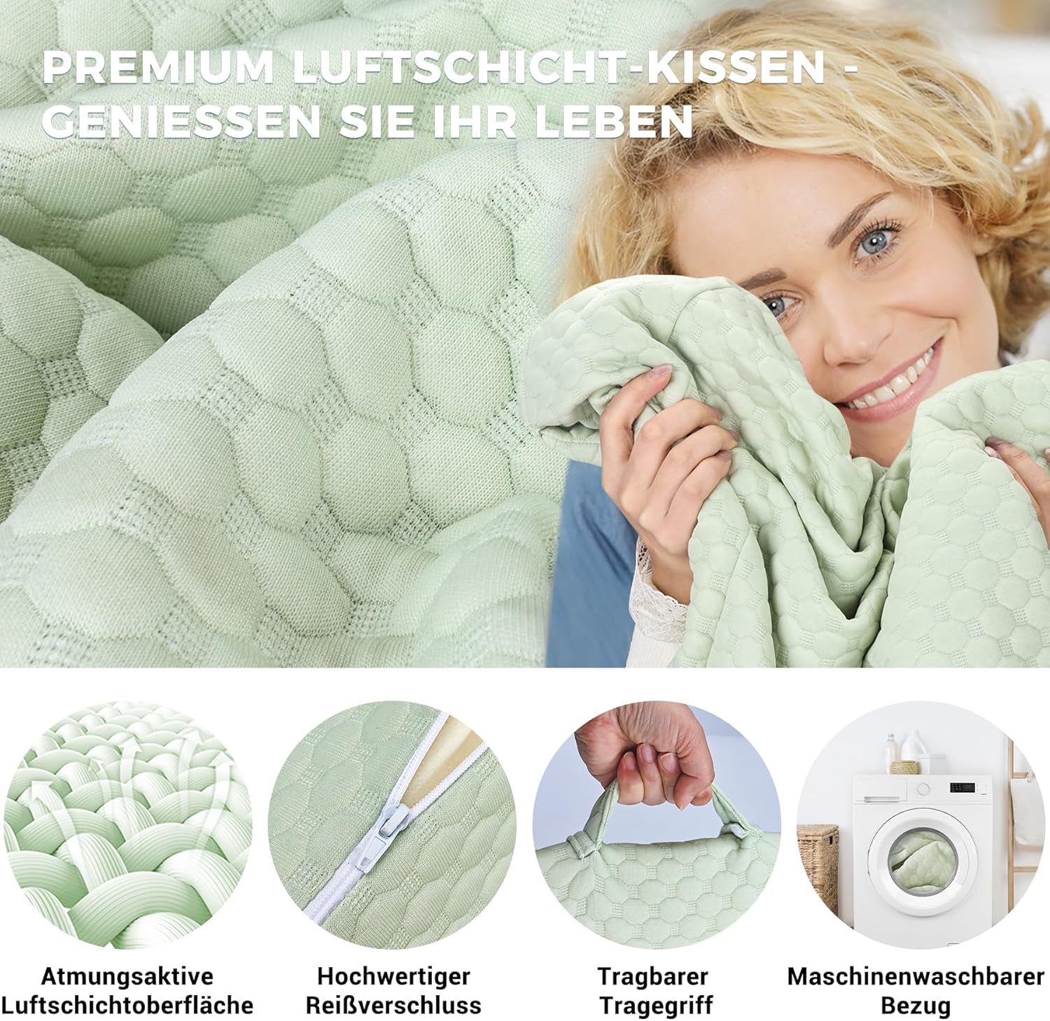 KINDEREN Verstelbaar wigkussen, leeskussen van schuim met hoge dichtheid voor bed en bank, ergonomisch bedwighoofdkussen voor slaaprefluxapneu, beenkussen/rugkussen voor spelen en lezen (groen)