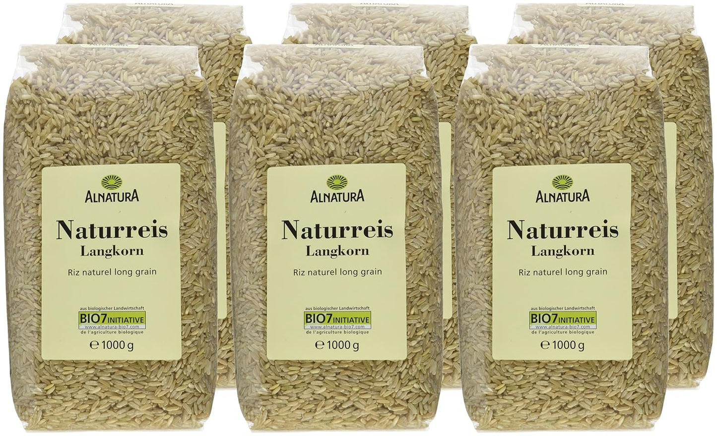 Biologische langkorrelige bruine rijst, 6 stuks (6 x 1 kg)