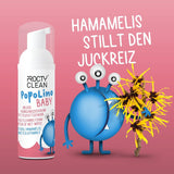 PopoLino Baby zachte bodemschuim in plaats van natte babydoekjes. Veganistisch en natuurlijk cosmetisch reinigingsschuim! Bodemschuim met aloë vera, toverhazelaar, bergamot en vitamine E. Maakt de billen en het milieu blij.