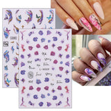 JMEOWIO Nagelsticker Marmor Französische Spitze 10 Blatt Nail Art Sticker Selbstklebend Nagelaufkleber Bunt Decoratie Nageldesign Zubehör