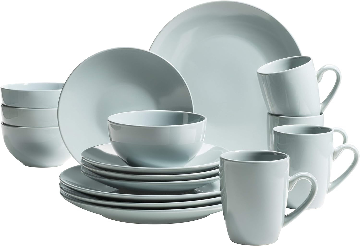 MÄSER Pastel Selection, Modernes Geschirr Set voor 4 Personen, 16-teiliges Kombiservice aus Keramik, Steinzeug, Türkis-Grün