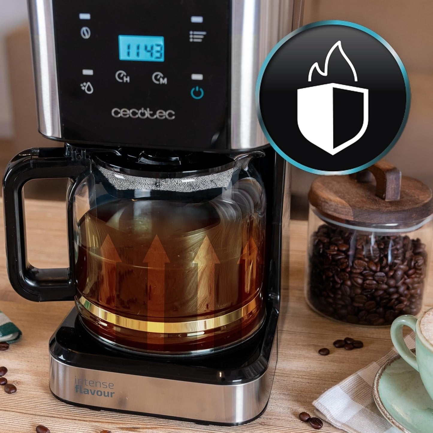 Espresso met filter Cecotec Coffee 66 Drop and Touch, vermogen 950 W, 1,5 L, 12 kopjes, touchscreen, glazen karaf, 24-uurs timer, 6 schakelaars, herbruikbaar gaasfilter
