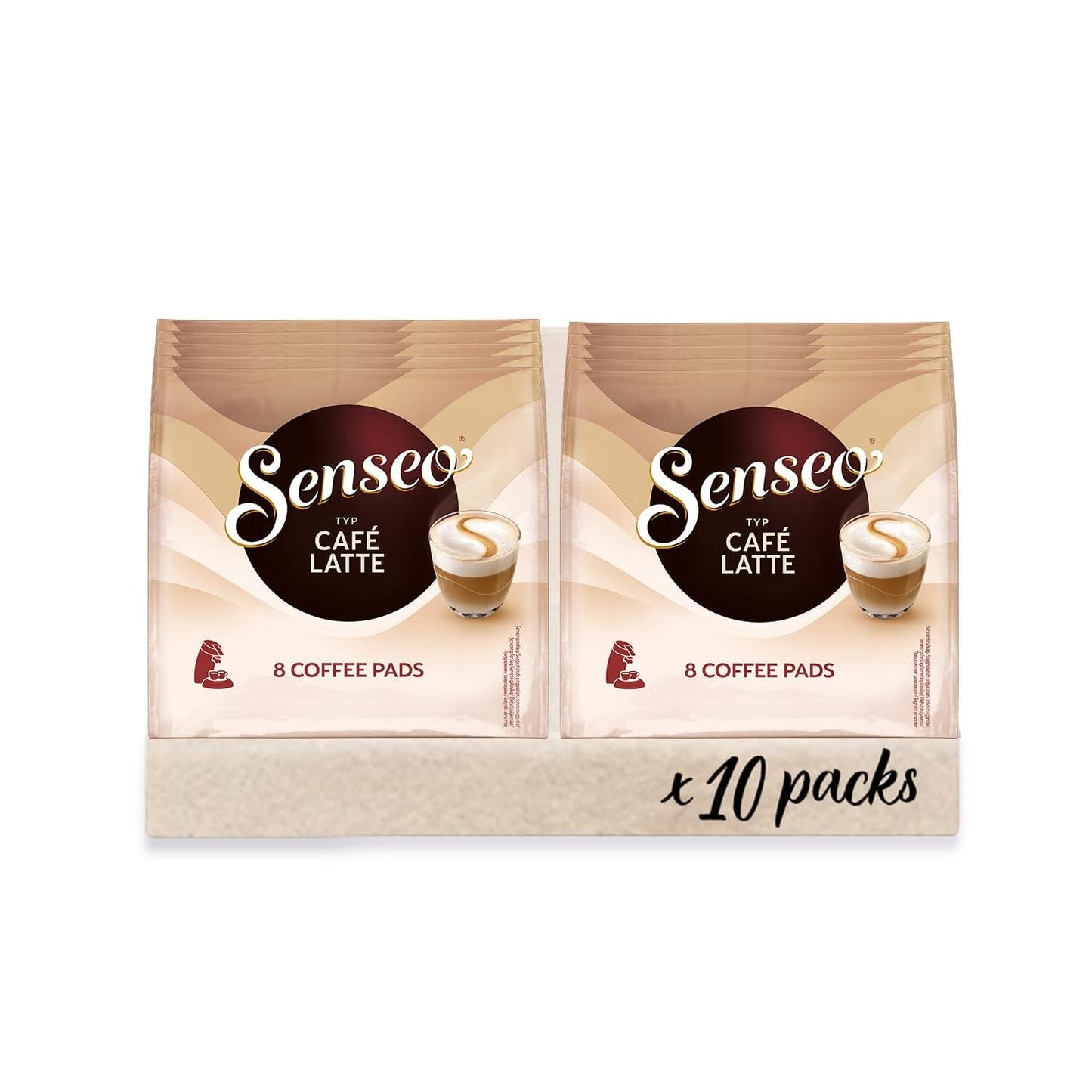 Senseo Pads Café Latte, 10 x 8 Getränke, 80 Kaffee Pos, inclusief Senseo Pad Dose