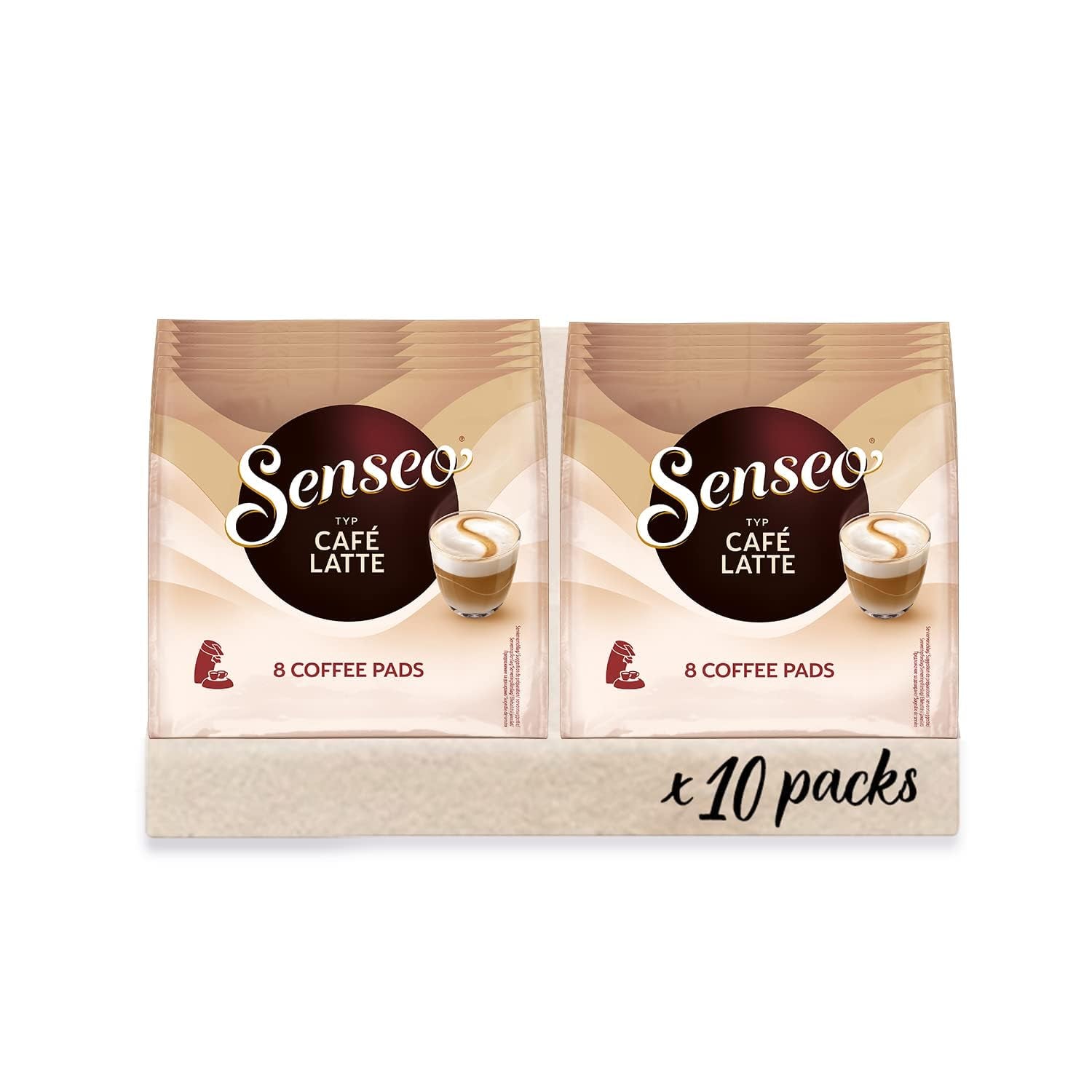 Senseo Pads Café Latte, 10 x 8 Getränke, 80 Kaffee Pos, inclusief Senseo Pad Dose
