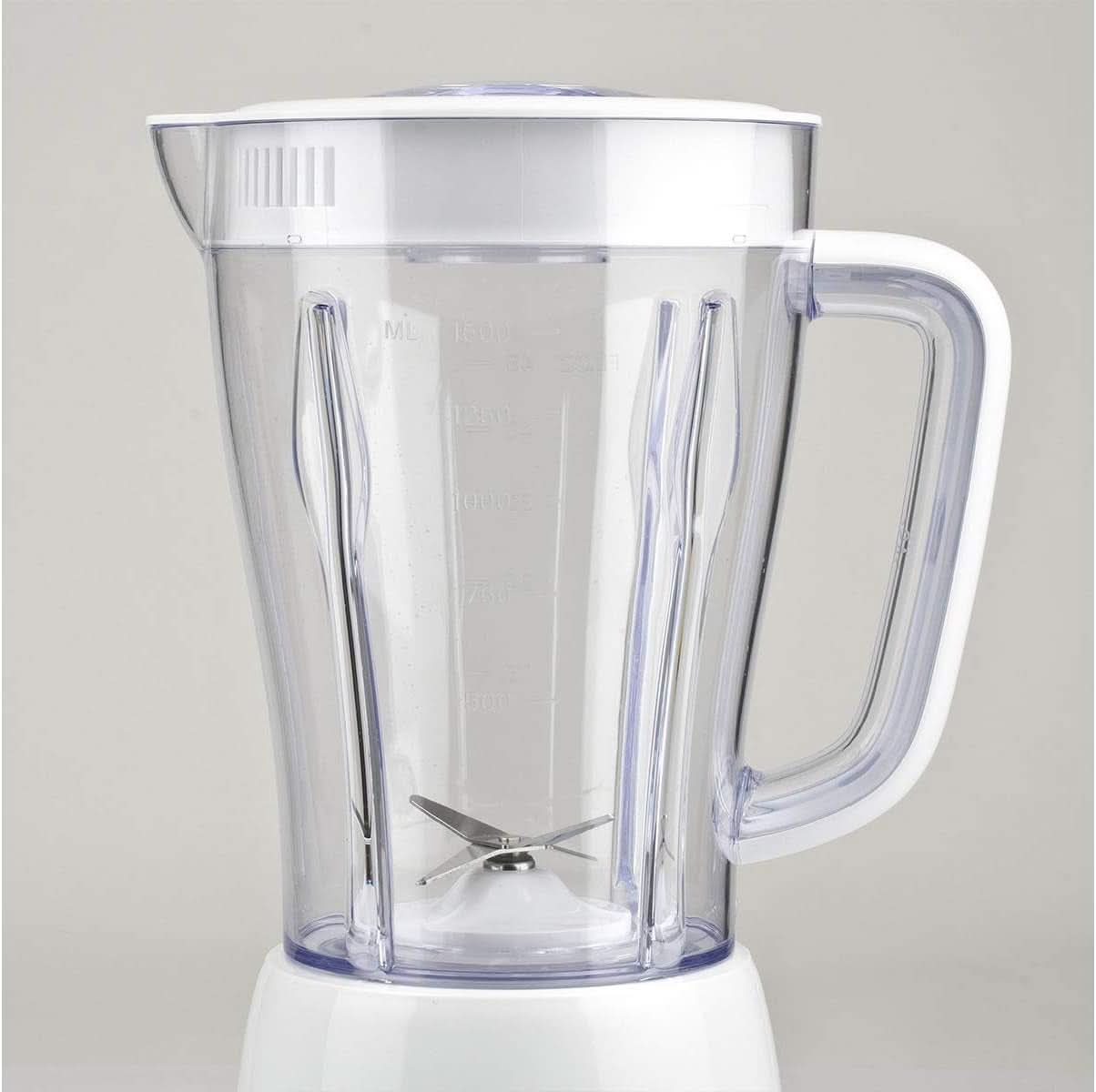 Girmi FR46 Elektrische Mixer, 1,5 Liter, 2 Geschwindigkeiten Met Pulse-Funktion, 4 Edelstahlklingen, Messbecherdeckel, Messbecher Mit Scale, Sicherheitseinrichtung, Weiß/Rot Kitchen Naty Shop