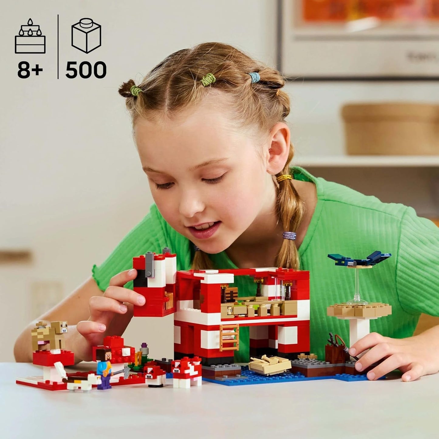 LEGO Minecraft The Mushroom Cow House Videogame Bouwspeelgoed Mushroom Land-model met minifiguren Steve en andere personages Speelset voor jongens en meisjes vanaf 8 jaar 21270 Bouwsets Beuche bij LEGO-Store