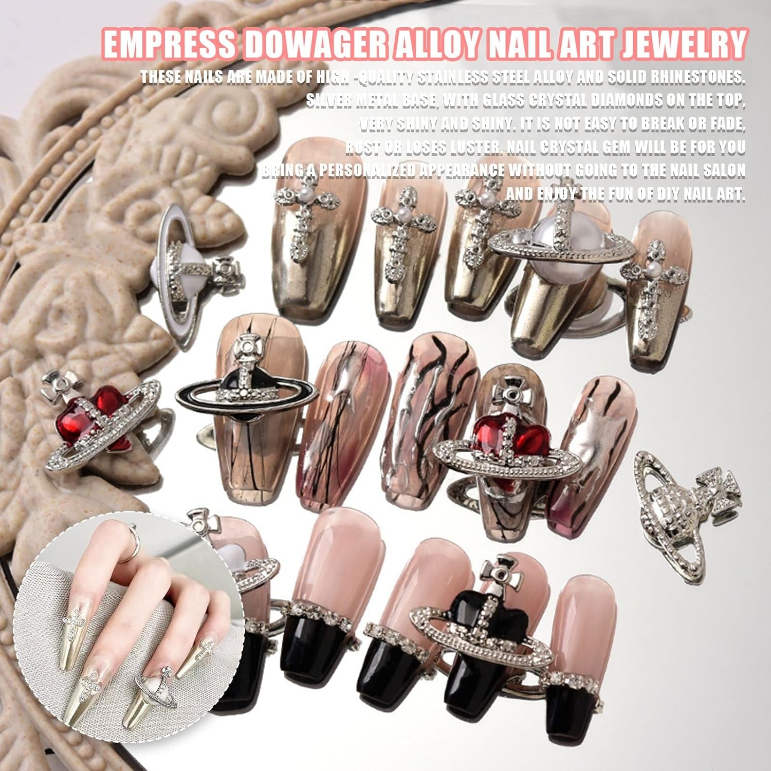 Planet Nail Art Charms, 32 Stück Saturn Shape Nagel Edelsteine ​​​​Für Acrylnägel, Glänzender Nagel Strasssteines Mädchen Nail Art DIY Handwerk Decoratie Zubehör
