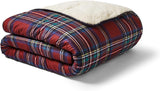 Night Lark Cozy Sherpa Fleece deken, klassieke rode tartan, 9 Tog, luxueus, pluizig, dik en omkeerbaar, perfect voor bank, bed, bank, bank. Hypoallergeen, machinewasbaar, maat: Night Lark Bedden en dekbedden