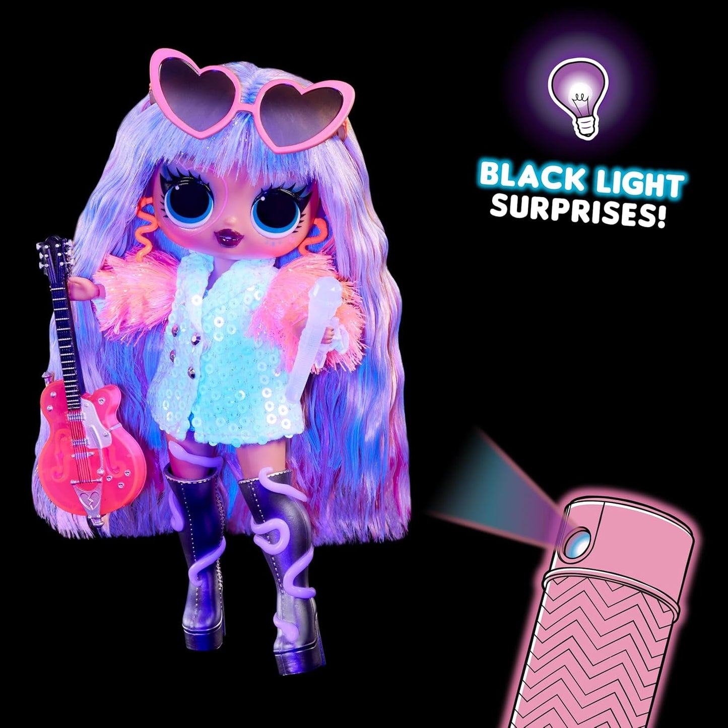 LOL Verrassing! Tweens Neon Pop Stars - Thea Stars - 1 modepop met verrassingen met achtergrondverlichting en meer dan 10 Pop Star-kleding en accessoires, waaronder haar felroze gitaar, cadeau voor kinderen vanaf 4 jaar