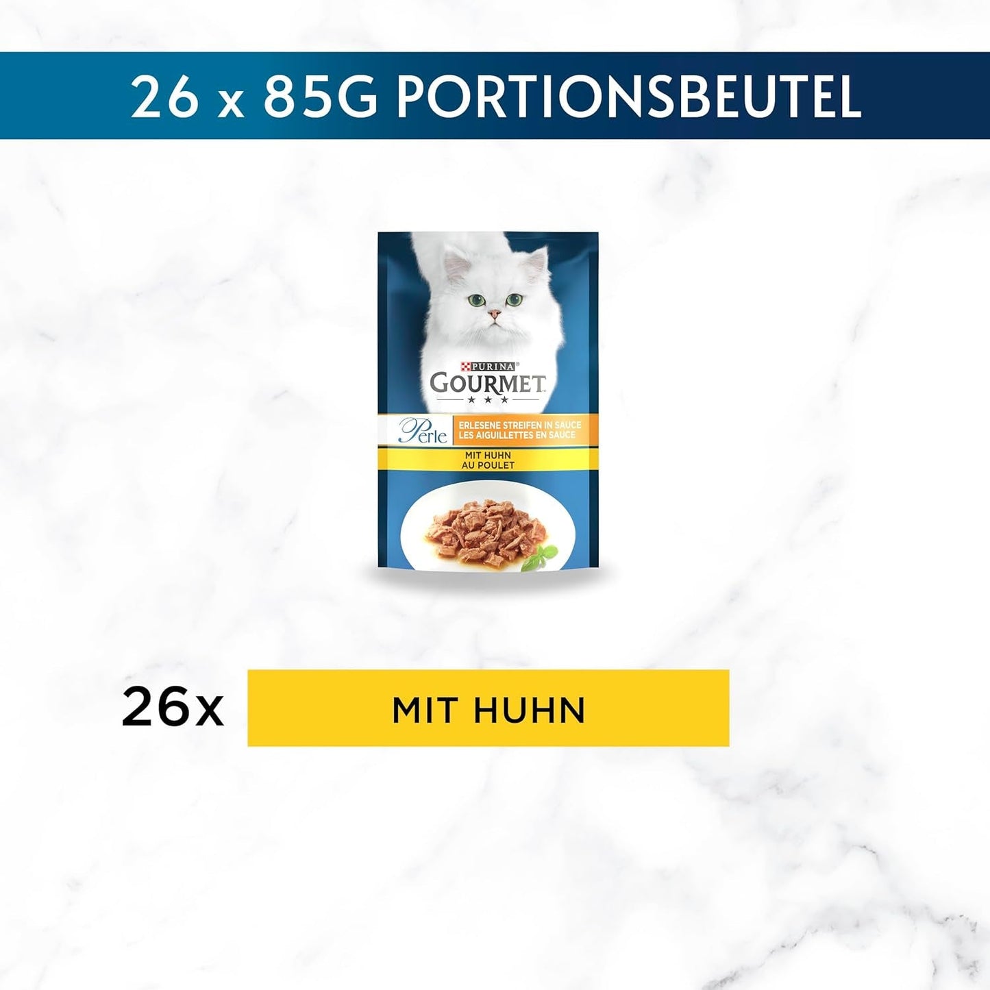 Gourmet Perle Select Strips Natvoer voor katten met kip, 26 stuks (26 x 85 g)