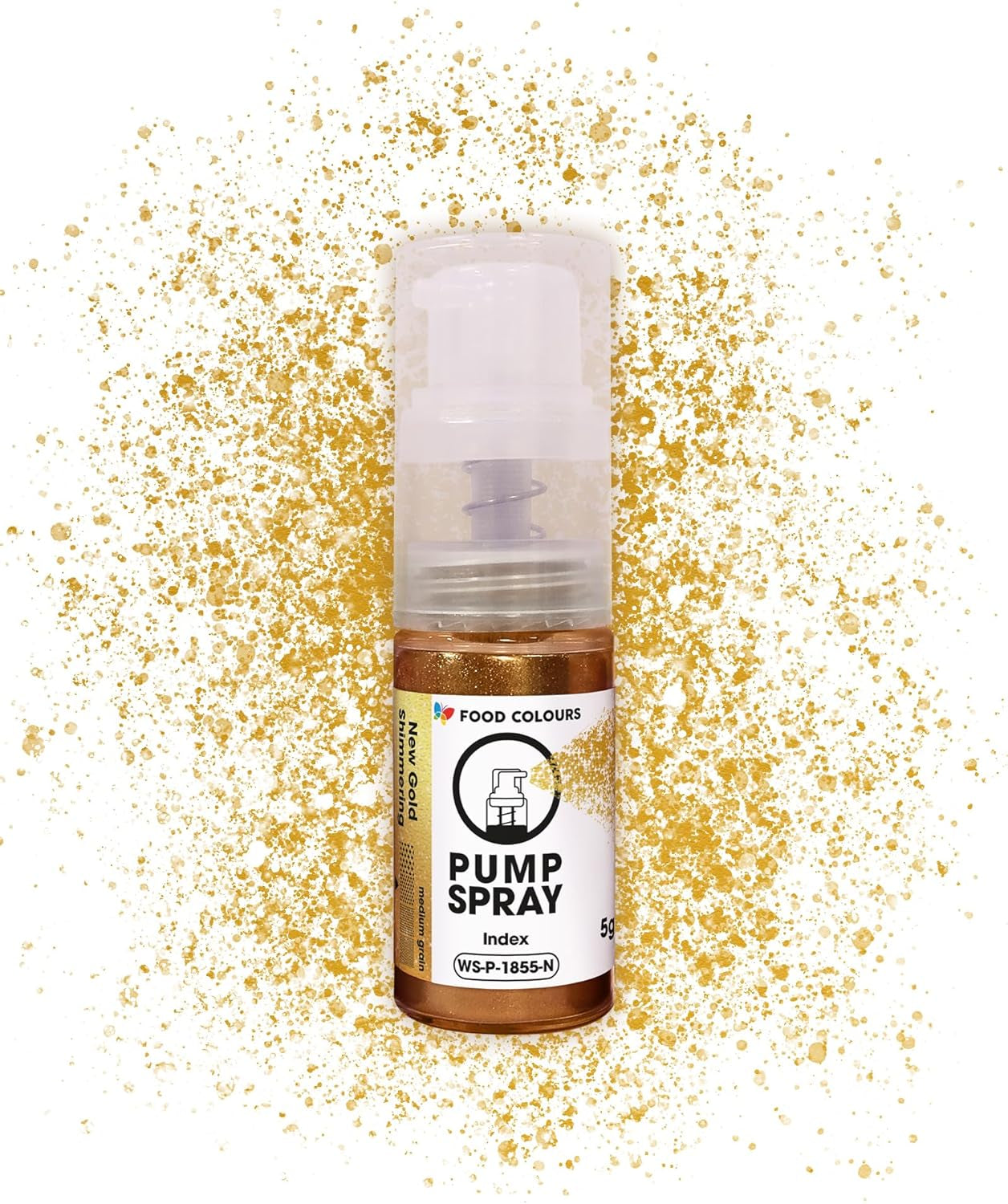 Eetbare glitter food spray NEW SILVER SHIMMERING 5G pomp met metallic poeder voor snelle en effectieve decoratie van taarten, crèmes, gelei, pralines, chocolade en suikerdecoraties