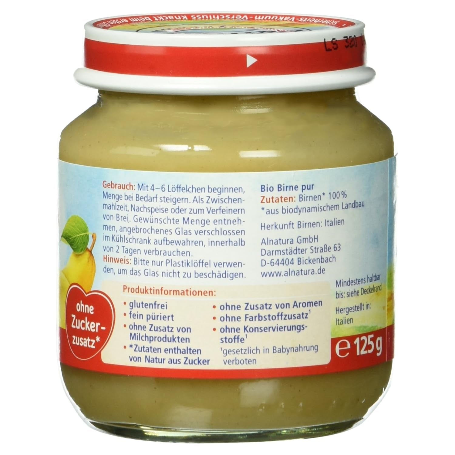Bio Birne puur, nach dem 4. Monat, 125g