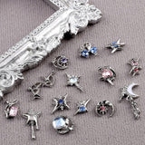 16 Stijl Luxus Mond Stern Nagel Charms 3D Nail Charms Y2K Legierung Strasssteine ​​Bogen Schmetterling Nagel Schmuck Metall Nail Art Charms Nägel Glitzersteine ​​​​Nailart Rhinestones Nageldesign Zubehör