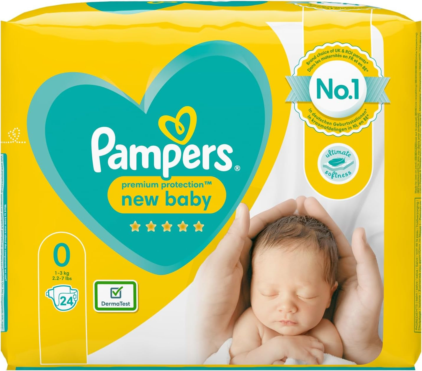 Pampers luiers voor baby's maat 0 (1,5-2,5 kg) premium bescherming, 24 stuks, comfort en bescherming Pampers Softest