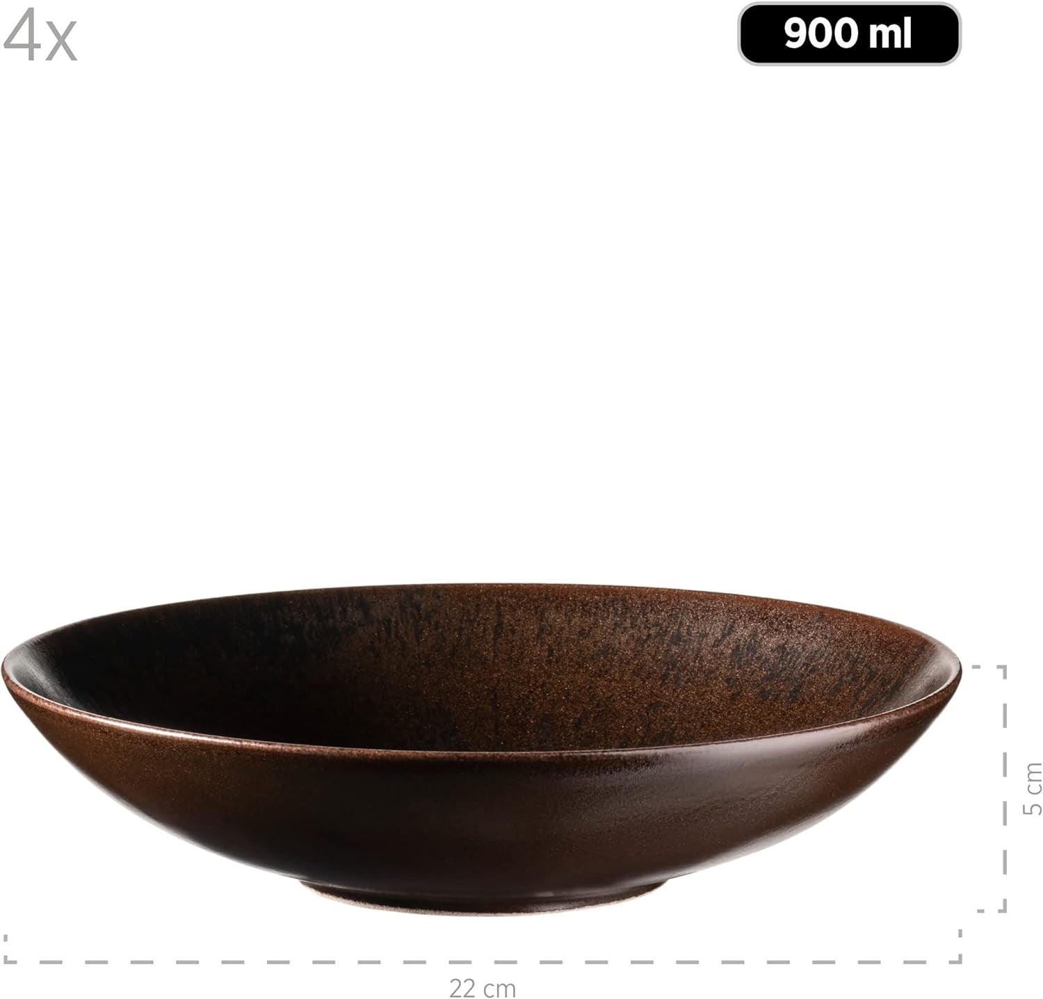 MÄSER brons metallic 12-delig servies voor 4 personen met elegant en glanzend glazuur dinerbordenset met dinerbord, dinerbord en dessertbord van hoogwaardig keramiek, steengoed, bruin