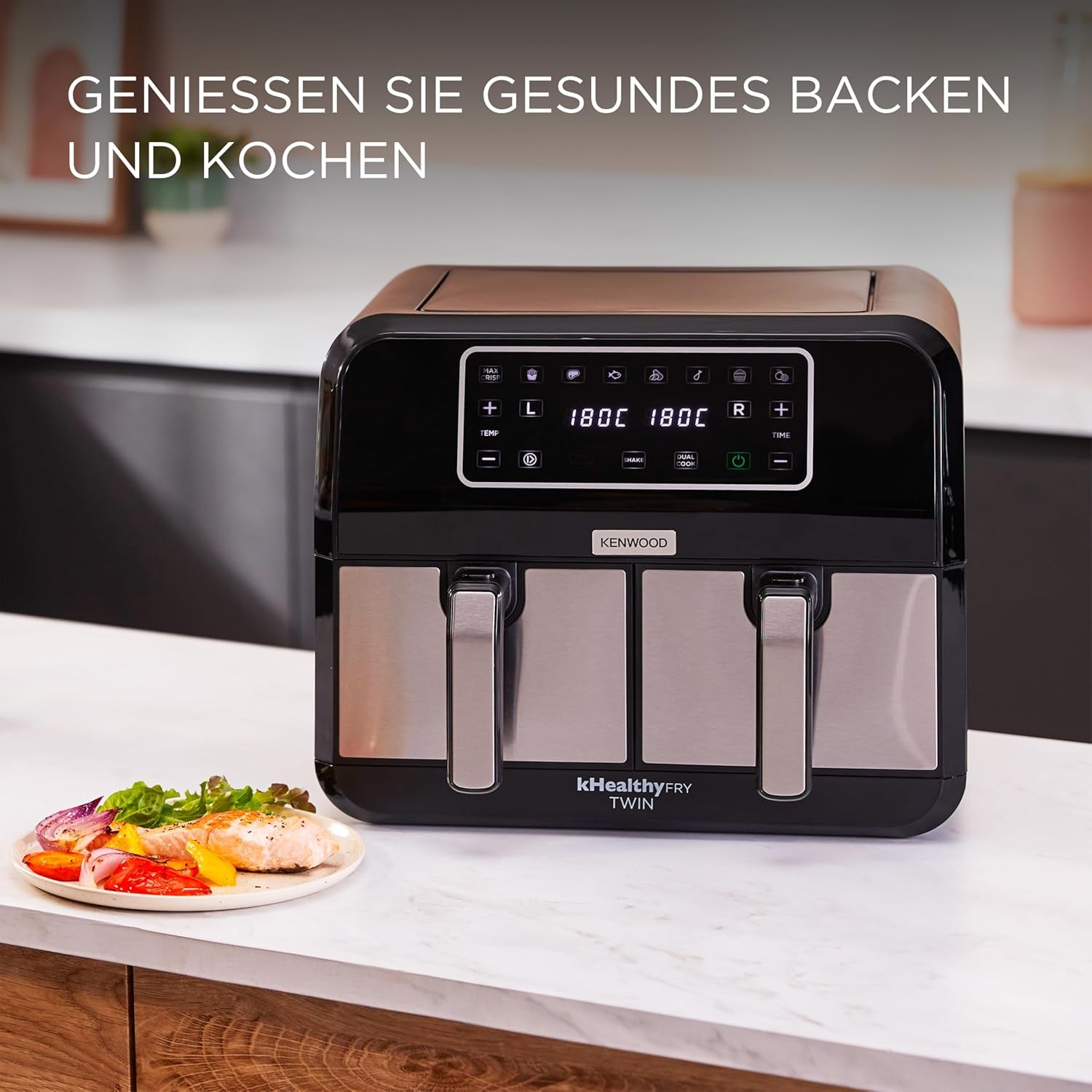 Kenwood Khealthy Twin Airfryer, 8L (2X4L), dubbele kamer, 8 programma's, Dual Cook & Sync Finish-functie, touchscreen Apparaten Naty Shop