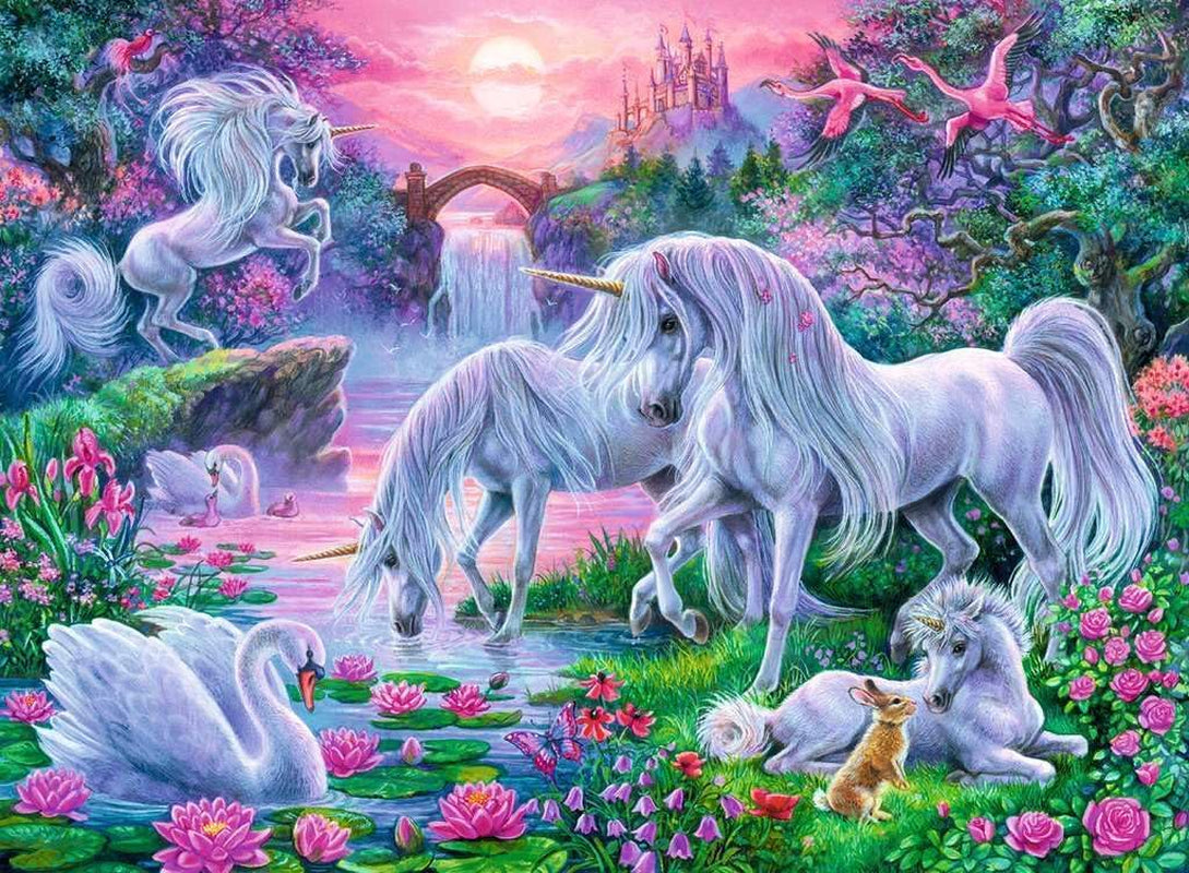 Ravensburger puzzel voor kinderen - 10021 Einhörner Im Abendrot - Fantasiepuzzel voor kinderen vanaf 7 jaar, met 150 stukjes in XXL-formaat Puzzel Naty Shop