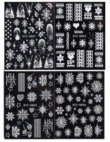 4 Blatt 3D Nagelsticker Weihnachten Nagelaufkleber Christmas 5D Stereoskopisch Selbstklebend Schneeflocke Schneemann Nail Art Sticker Decoratie Nageldesign Zubehör