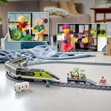 LEGO City Passagierssneltrein, treinset met afstandsbediening, spoorwegspeelgoed met koplampen, 2 rijtuigen en 24 baanelementen, cadeau voor kinderen, jongens en meisjes 60337 Bouwsets Besuche in LEGO-Store
