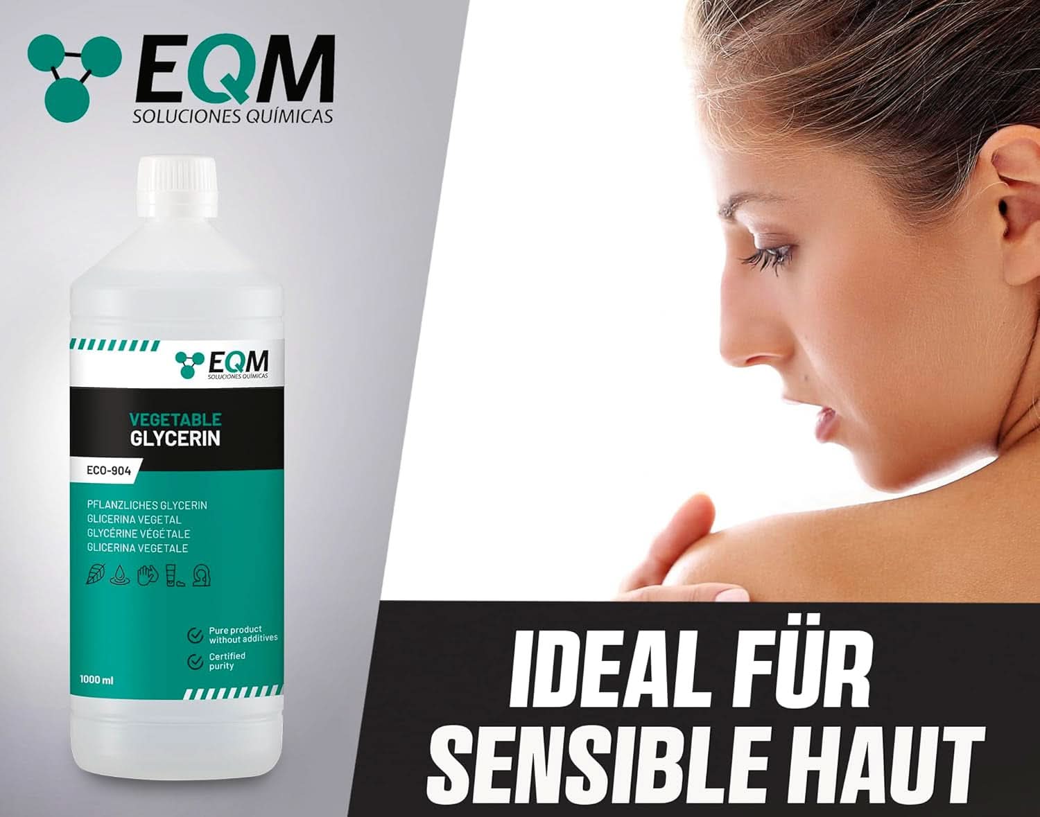 Plantaardige glycerine, 100% natuurlijk, natuurlijke vochtinbrengende crème voor haar en huid, ideaal voor zepen, shampoos, crèmes, 1 liter Douche en bad Naty Shop