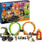 LEGO 60339 City Stuntz Stuntzshow dubbele loopingset, incl. oprit, monstertruck, 2X motorfiets en 7 minifiguren, speelgoed voor kinderen vanaf 7 jaar Bouwsets Besuche den LEGO-Store Single