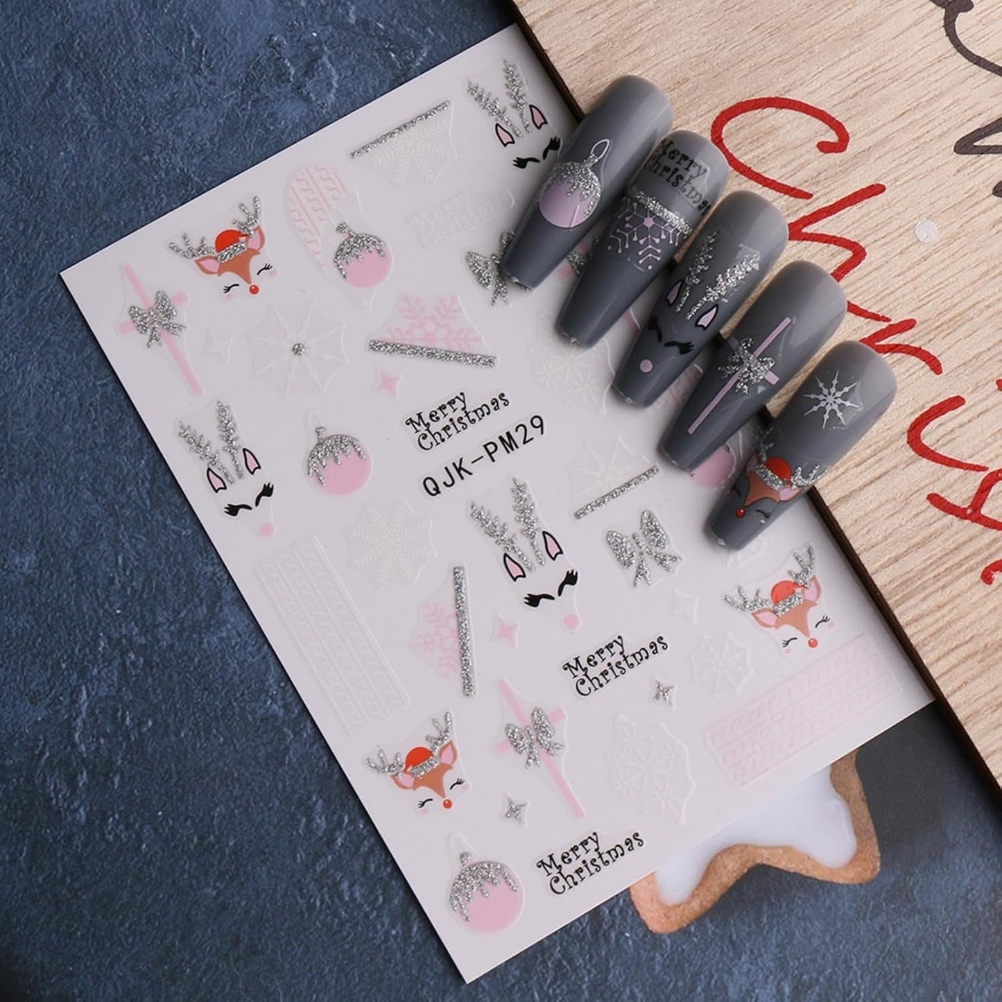 JMEOWIO Nagelsticker Glitzer Weihnachten 10 Blatt Nail Art Sticker Selbstklebend Nagelaufkleber Schneeflocken Winter Decoratie Nageldesign Zubehör