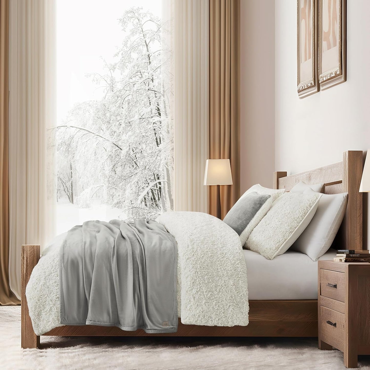 UGG 01465 Bliss Sherpa deken Volledig omkeerbaar voor bank of bed Machinewasbaar Gemakkelijk te onderhouden Zacht pluche Oversized luxe dekens 178 x 127 cm Seal Naty Shop Dekbedden en dekbedden