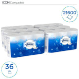 Kleenex Standaardrol 8441 Toiletpapier - 2-laags toiletpapier - 6 verpakkingen van 6 rollen x 600 vellen elk, wit (36 rollen / 21.600 vellen totaal)