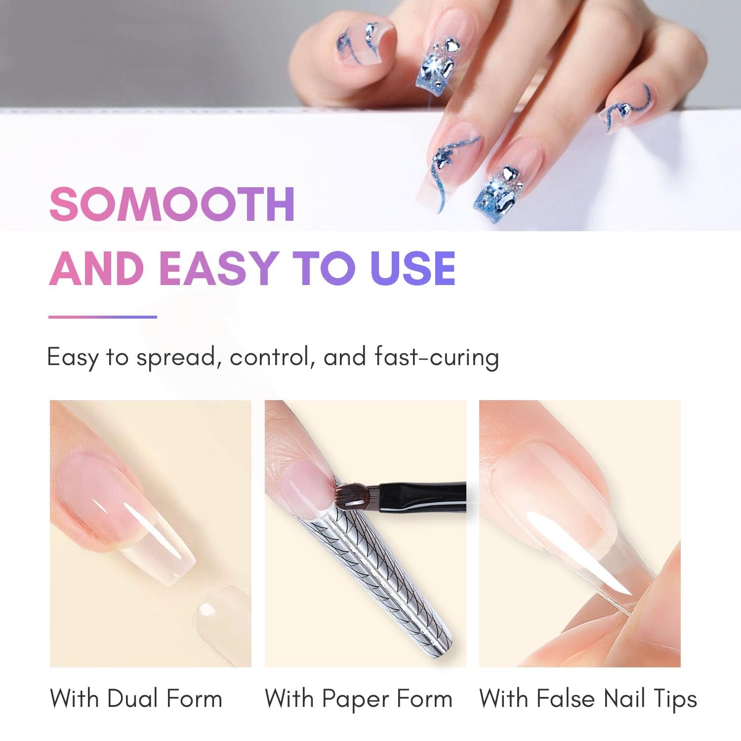 Makartt Poly Nail Extension Gel - 50 ML Extension Builder Acryl Poly Nägel Aufbaugel Extender Gel voor gelnagels voor nagelverlängerung, nagelstärkung, Nail Art Decoratie (transparant)