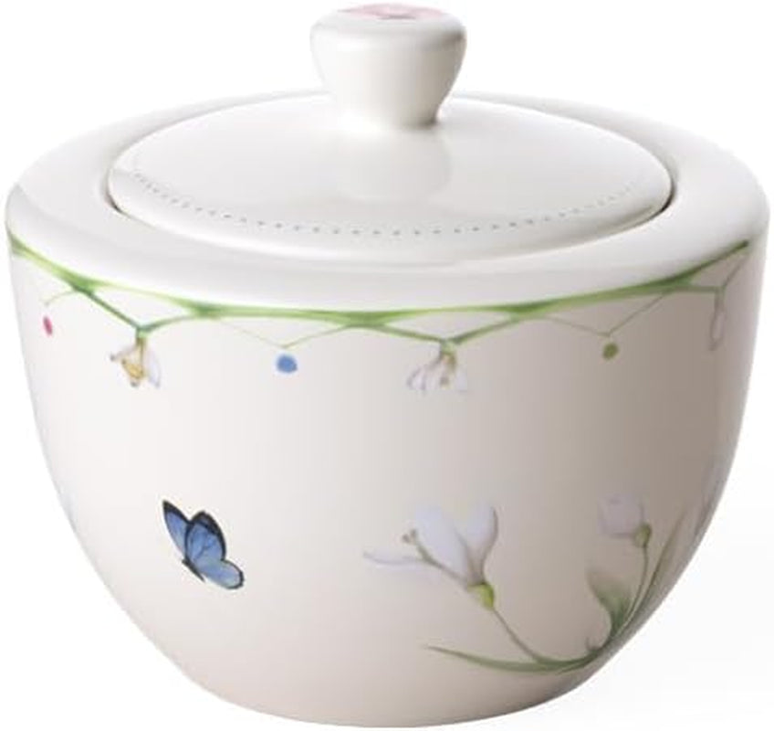 Villeroy & Boch – Kleurrijke Lente Zuckerdose 300 Ml Weiß/Bunt, Spülmaschinenfest, Mikrowellensicher, Dose Frühling, Deko Ostern, Oster Deko, Frischhaltedose, Vorratsdose, Premium Porzellan