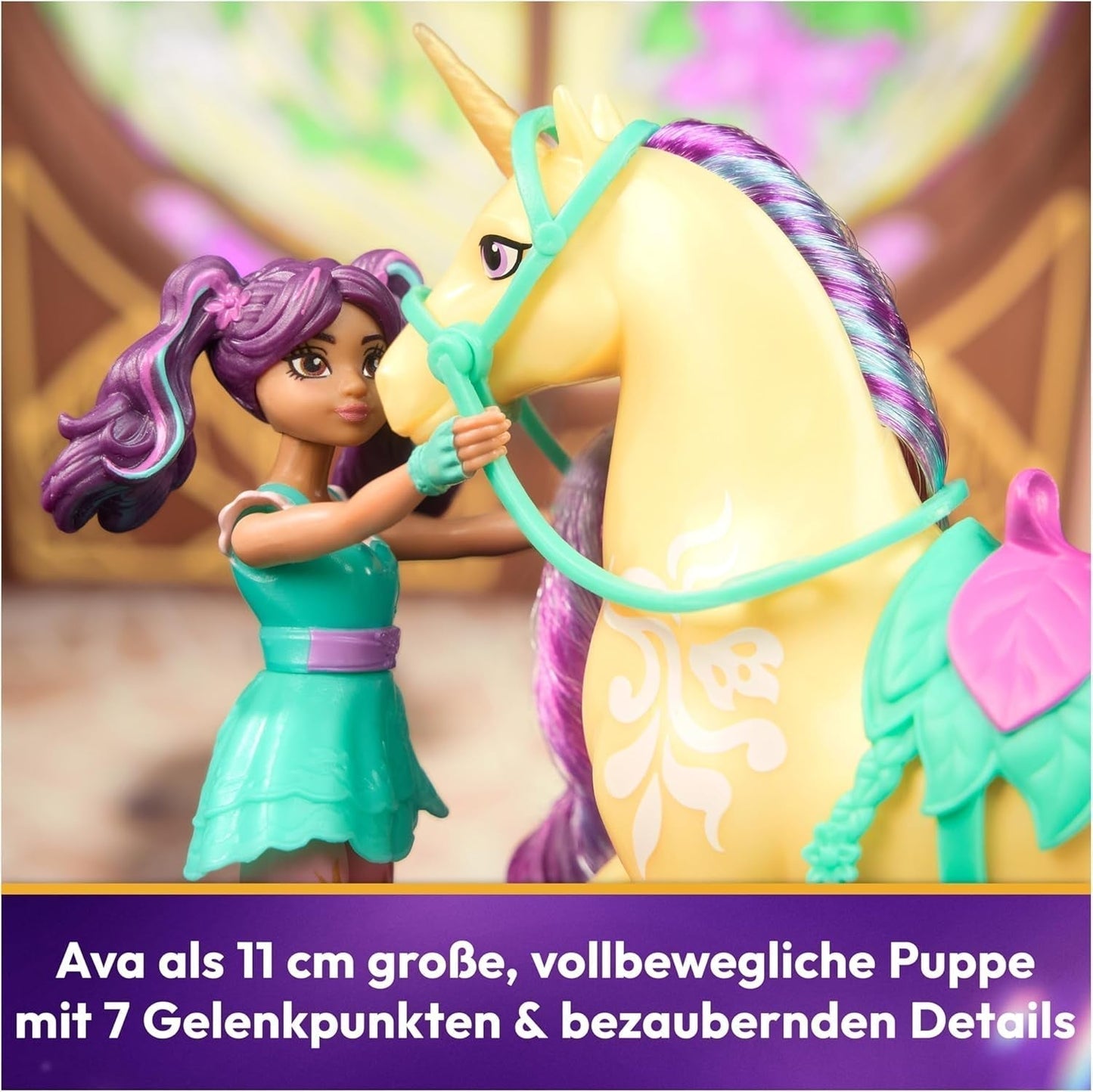 Unicorn Academy AVA en Unicorn Leaf Set - Originele figuren van ca. 12 cm groot uit de populaire Netflix-serie Met twee accessoires en haarborstels Voor fantasierijk rollenspel, voor kinderen vanaf 4 jaar Actiefiguren Naty Shop