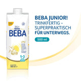 BEBA Junior kant-en-klare melkdrank 1-3 jaar, met HMO, bij de leeftijd passend eiwitgehalte, palmolievrij, visolievrij, peutervoeding, 12 stuks (12 x 500 ml)