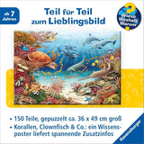 Ravensburger kinderpuzzel 13411 - Zeedieren op het koraalrif - Waarom? Waarom? Waarom? Puzzel 150 stukjes XXL + kennisposter, voor kinderen vanaf 7 jaar Puzzel Naty Shop