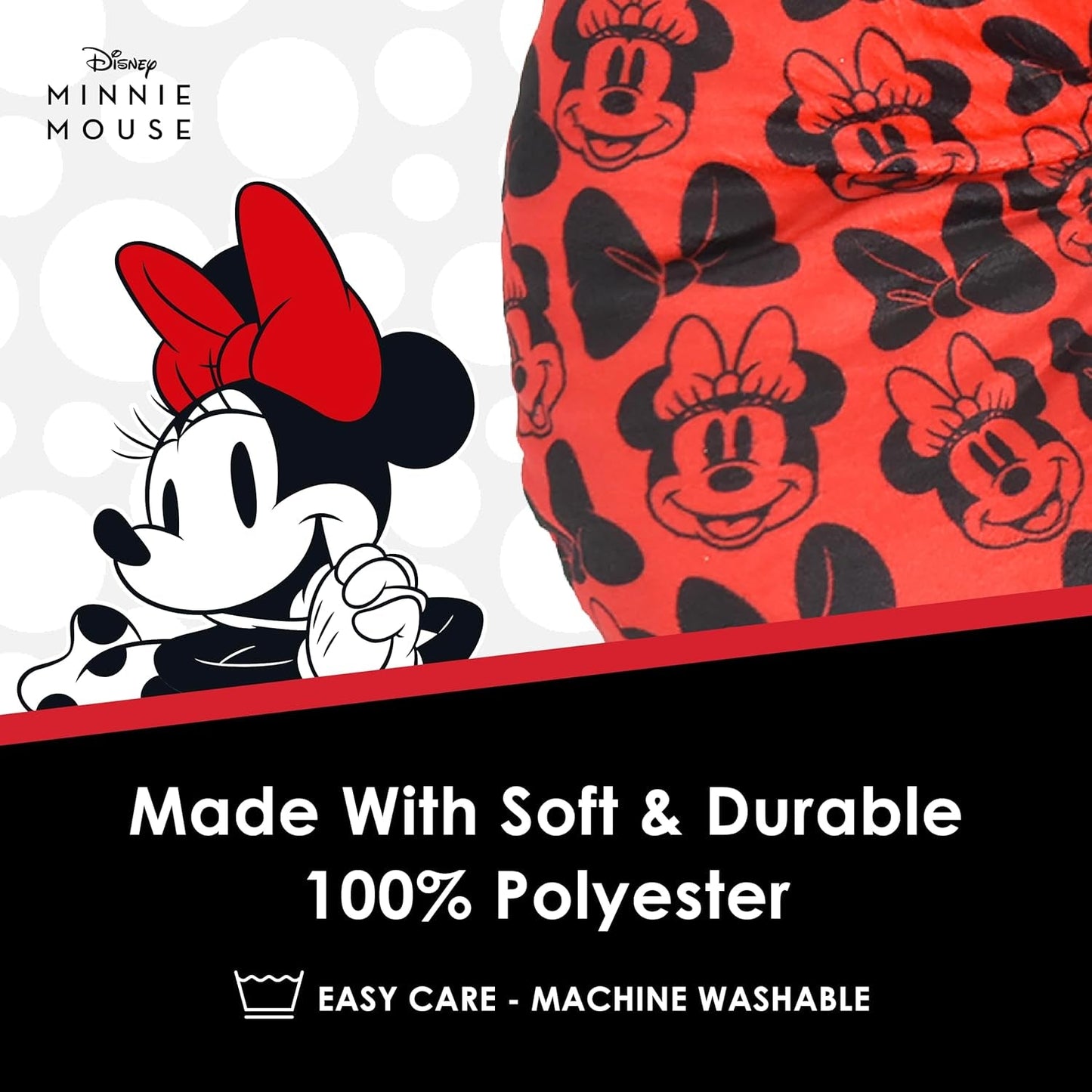 Ful Concept One Disney Minnie Mouse reis-nekkussen met 3D-oren en veer voor vliegtuig, auto en kantoor, comfortabel en ademend, rood/zwart Naty Shop reiskussens
