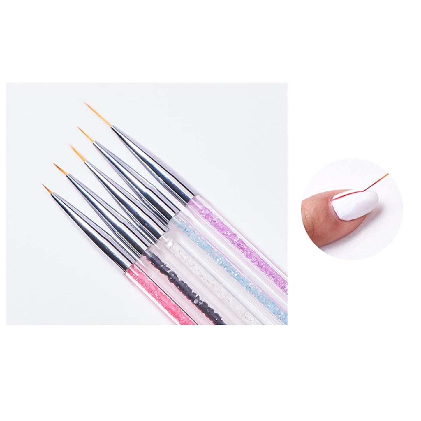 5 Stück Nagel Pinsel Set, Nageldesign Pinsel, Nail Art Dotting Tools, Dual-Ended Professionele Acryl Nail Art Pen voor DIY Nail Art Design
