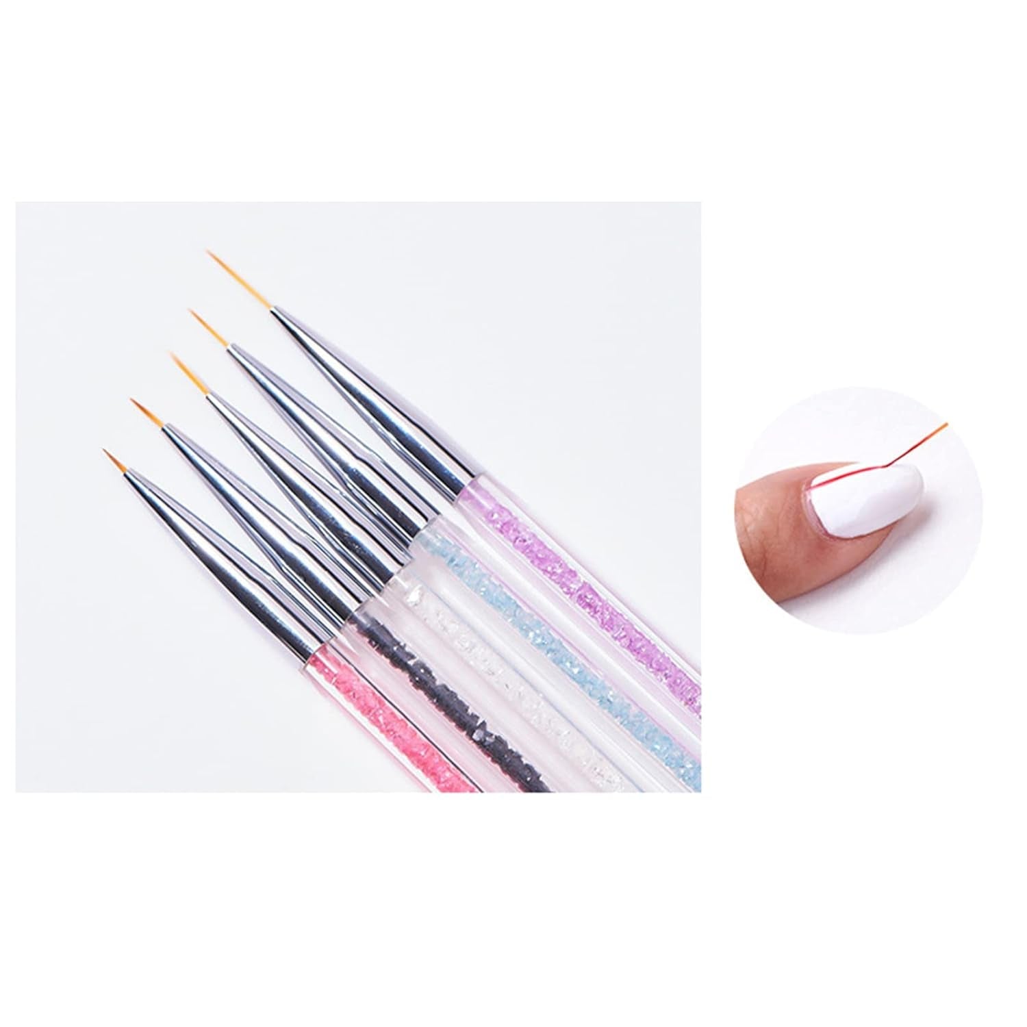 5 Stück Nagel Pinsel Set, Nageldesign Pinsel, Nail Art Dotting Tools, Dual-Ended Professionele Acryl Nail Art Pen voor DIY Nail Art Design