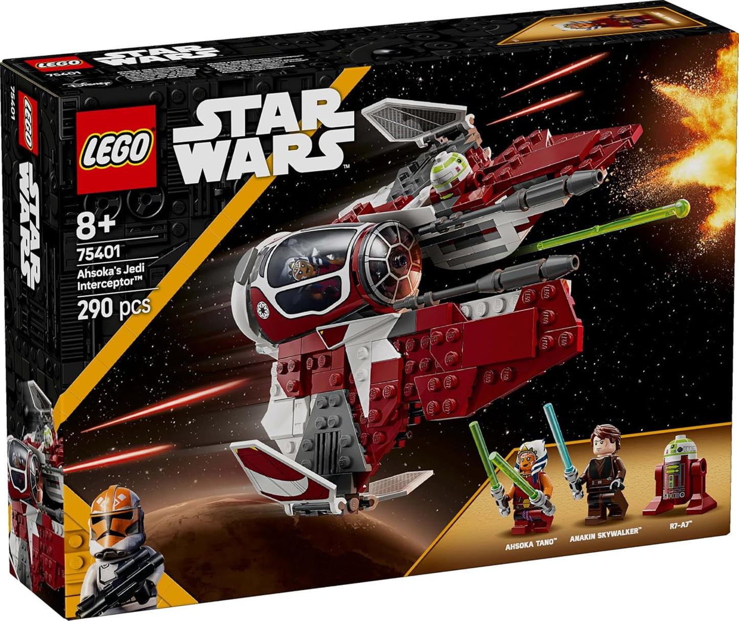 LEGO Star Wars 75401 Ahsoka's Jedi Interceptor, Starfighter voor Clone Wars-fans, Ahsoka Tano & Anakin Skywalker minifiguren met lichtzwaarden en R7-A7, voor jongens en meisjes vanaf 8 jaar Bouwsets Beuche in LEGO-Store