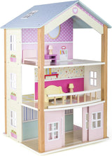 Small Foot 11192 3-laags draaibaar houten poppenhuis inclusief speelgoedmeubilair Veelkleurig 37 x 40 x 67 cm Naty Shop poppenhuizen