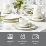 vivo - Villeroy & Boch Groep - Basic Wit 30-delig servies, vaatwasser- en magnetronbestendig, Wit servies, Koffieservies, Keramiek, Borden, Kopjes, Premium porselein